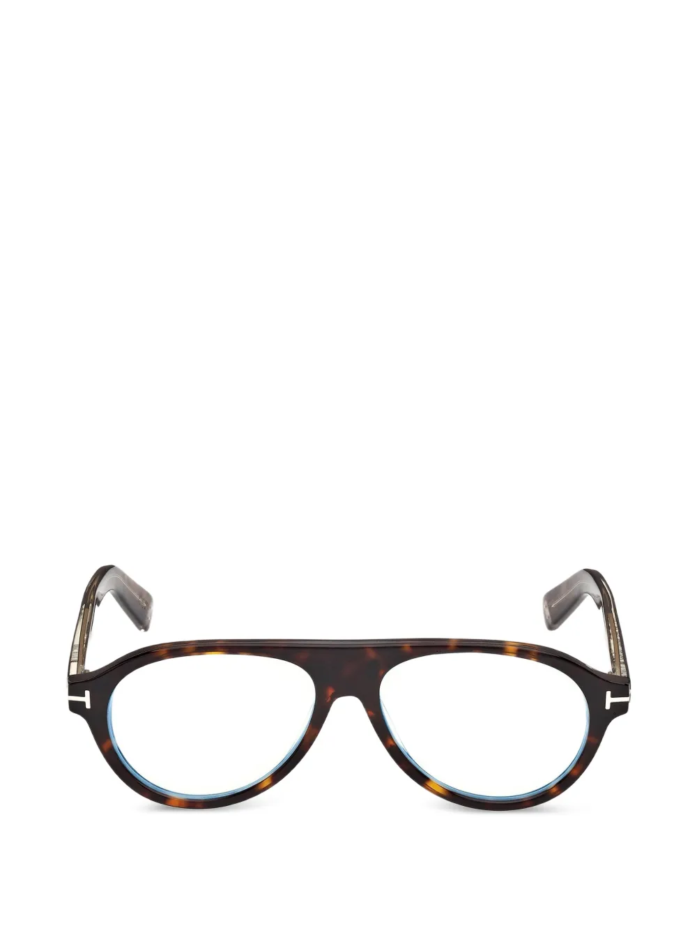TOM FORD Eyewear tortoiseshell-effect pilot-frame glasses - Marrone