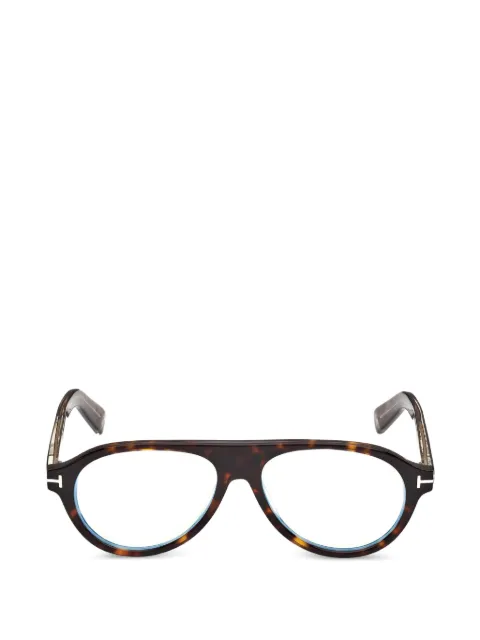 TOM FORD Eyewear tortoiseshell-effect pilot-frame glasses