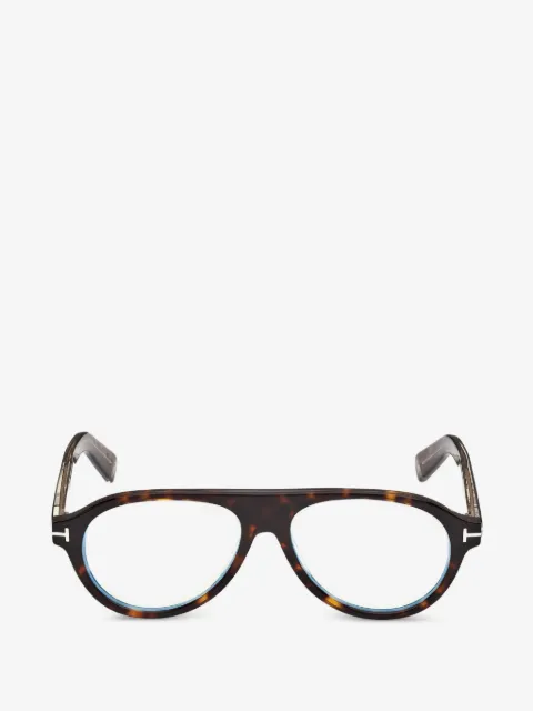 TOM FORD Eyewear tortoiseshell-effect pilot-frame glasses