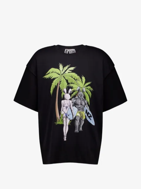Natasha Zinko graphic-print layered-sleeve T-shirt