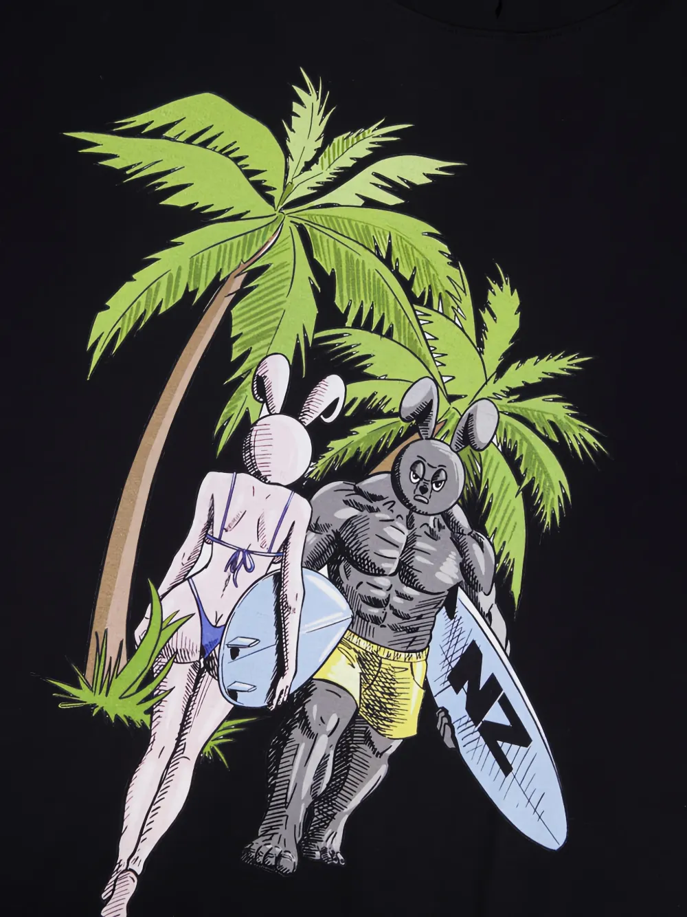 Natasha Zinko grafische print T-shirt met gelaagde mouwen Zwart