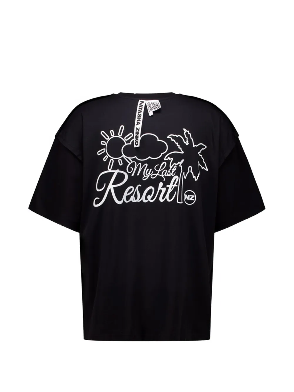 Natasha Zinko grafische print T-shirt met gelaagde mouwen Zwart