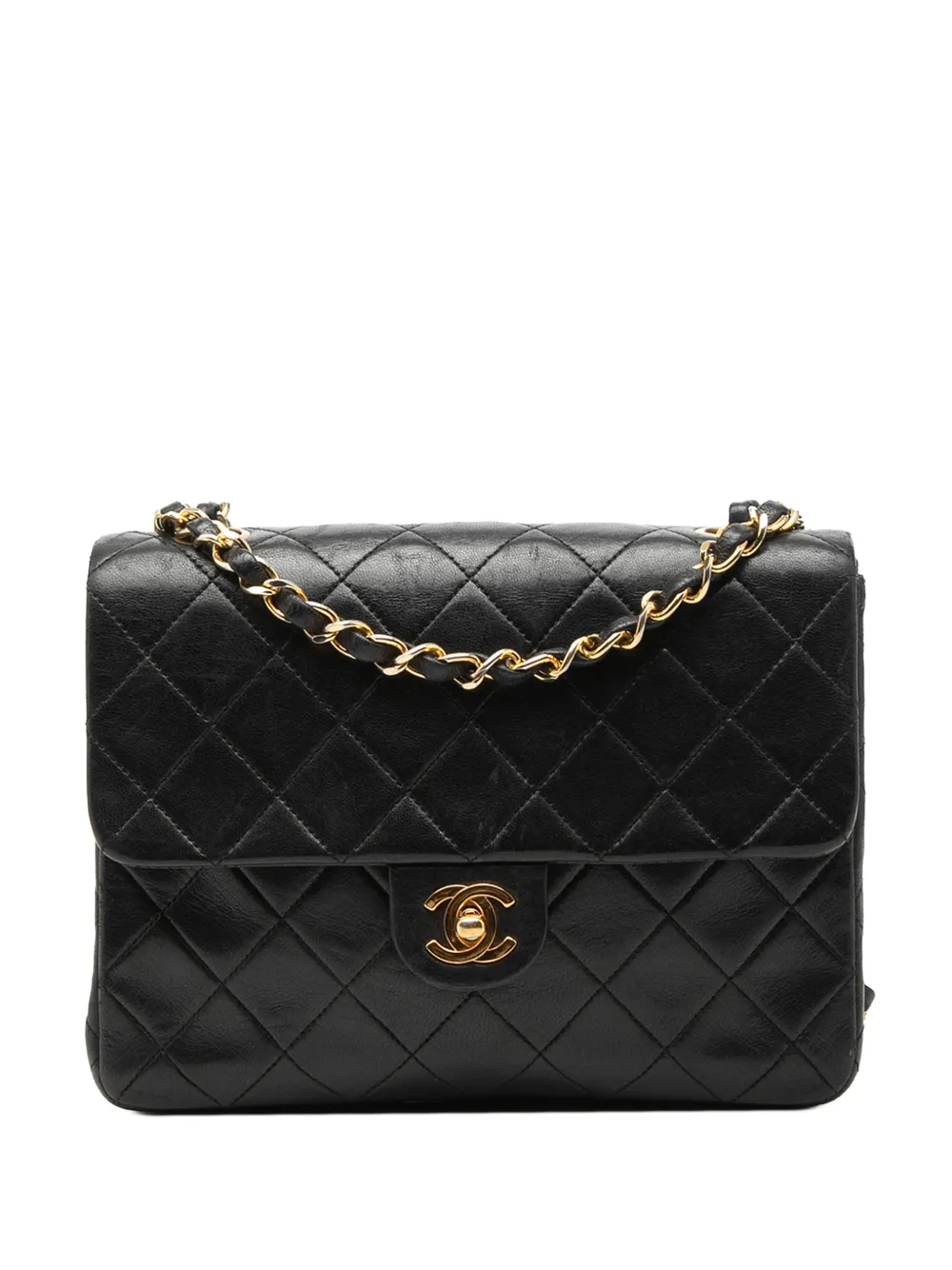 CHANEL Pre-Owned 1989-1991 Small Square Quilted Lambskin Flap crossbody bag - Schwarz