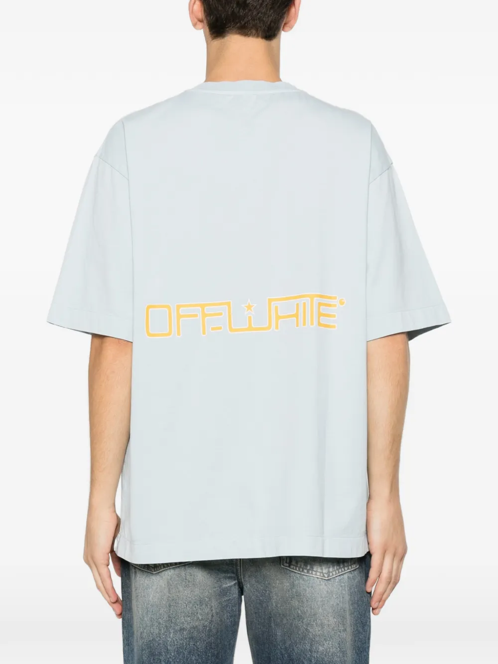 Off-White T-shirt met logoprint Blauw
