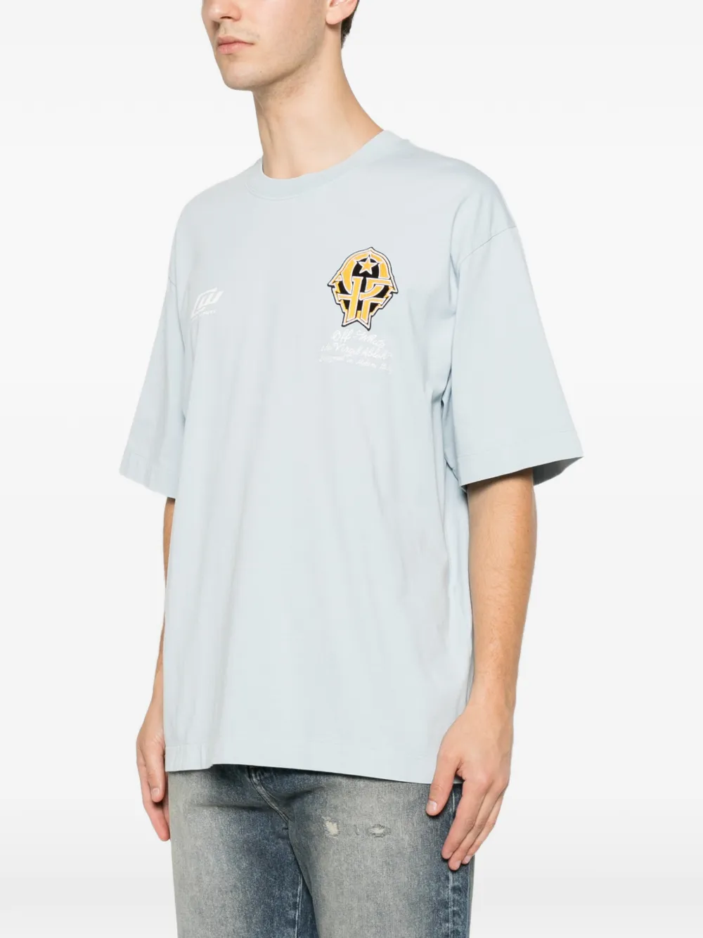 Off-White T-shirt met logoprint Blauw