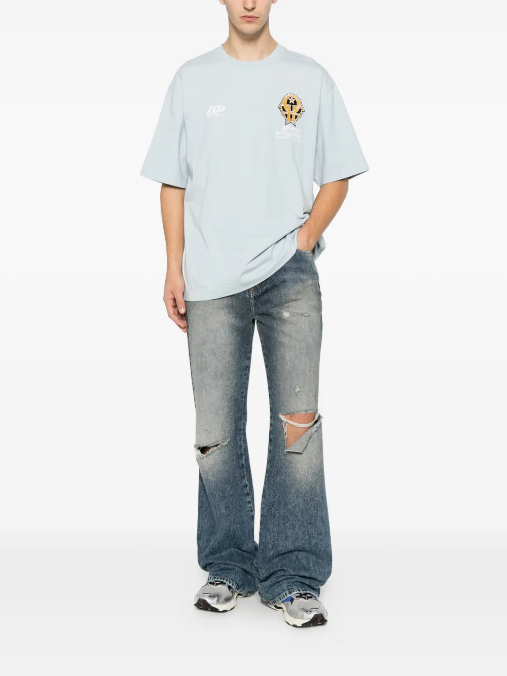 Off-White T-shirt met logoprint Blauw