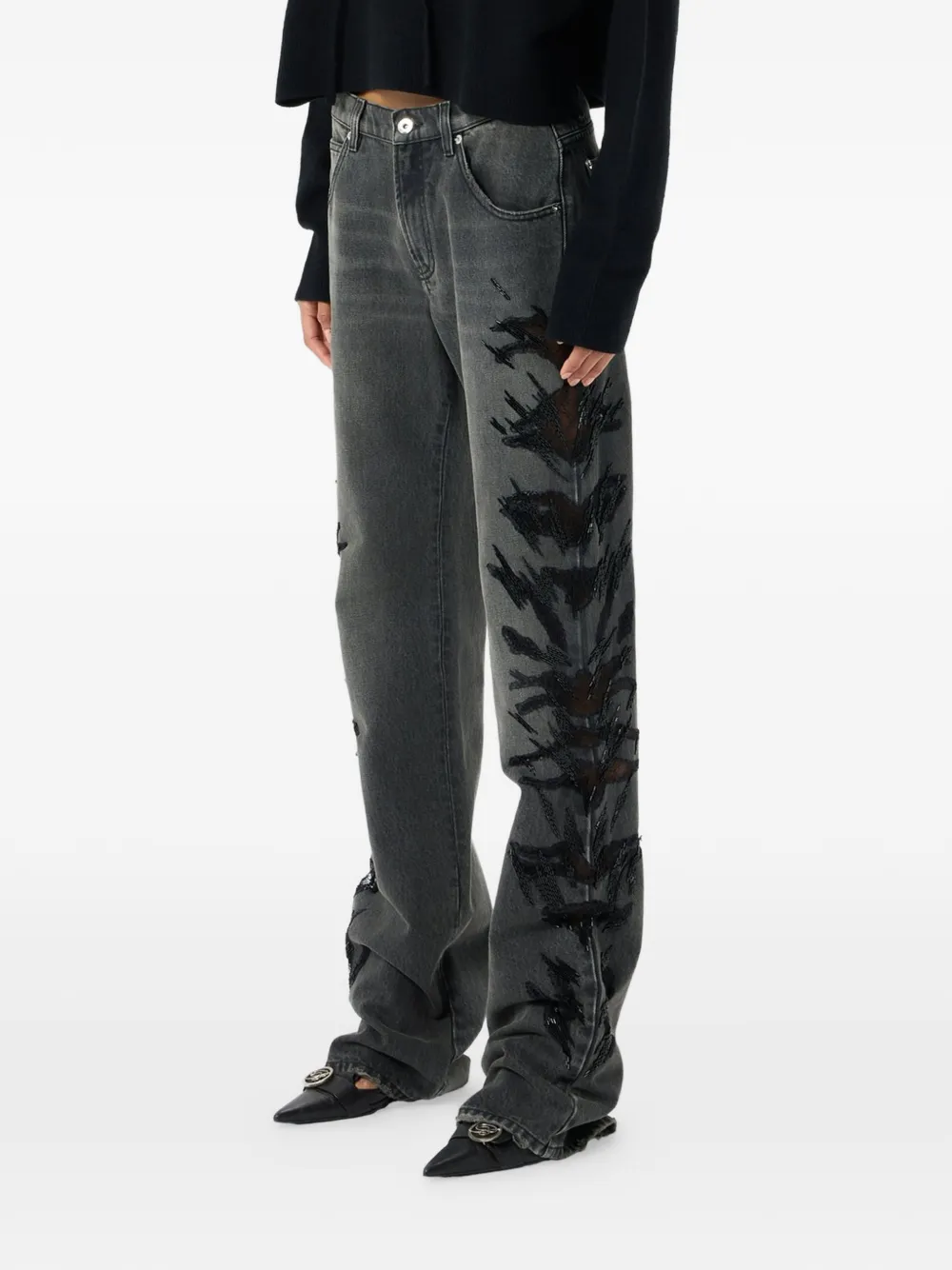 Blumarine Regular-fit jeans met geborduurde zebra Zwart