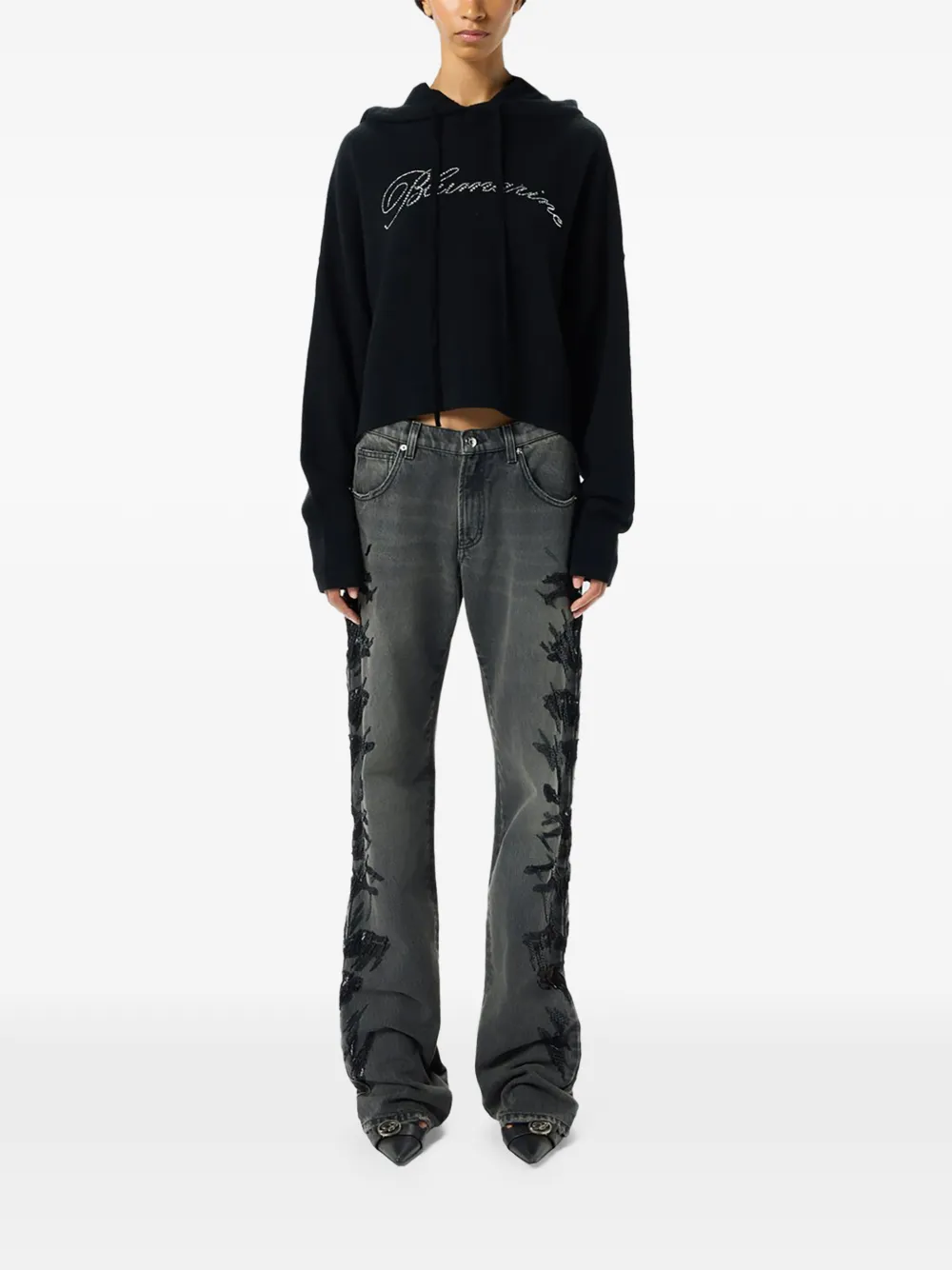 Blumarine Regular-fit jeans met geborduurde zebra Zwart