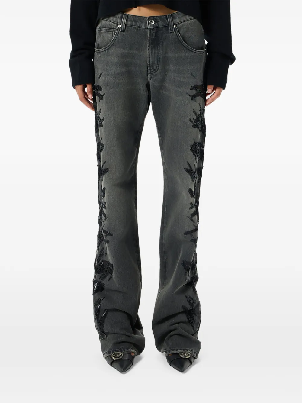 Blumarine Regular-fit jeans met geborduurde zebra Zwart