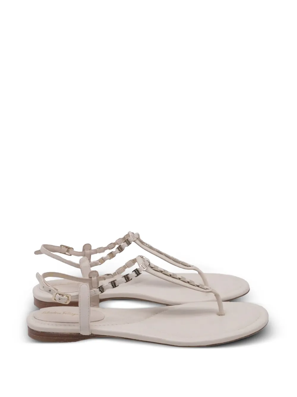 Ferragamo Pre-Owned Chain-Link T-strap sandals - Toni neutri