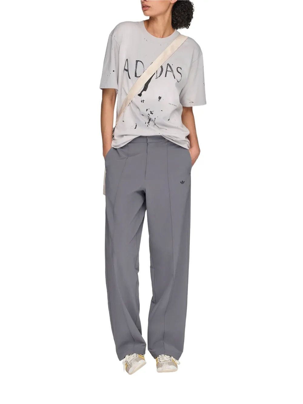Song For The Mute x adidas broek met geplooid detail Grijs
