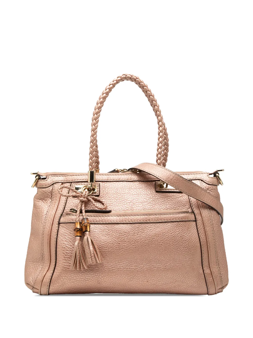 Gucci Pre-Owned 2000-2015 Metallic Pebbled Calfskin Bella satchel - Rosa