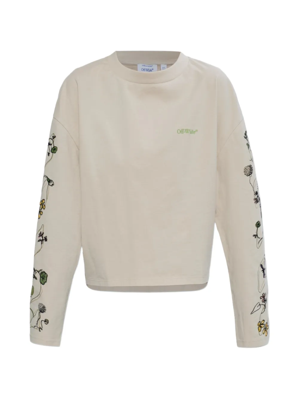 Off-White floral-print logo-embroidered T-shirt - Nude