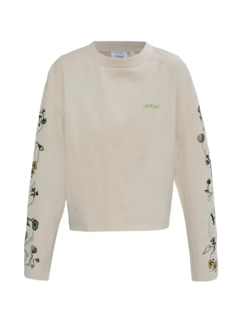 Off-White floral-print logo-embroidered T-shirt