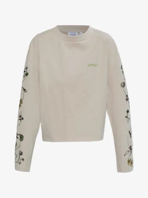 Off-White floral-print logo-embroidered T-shirt