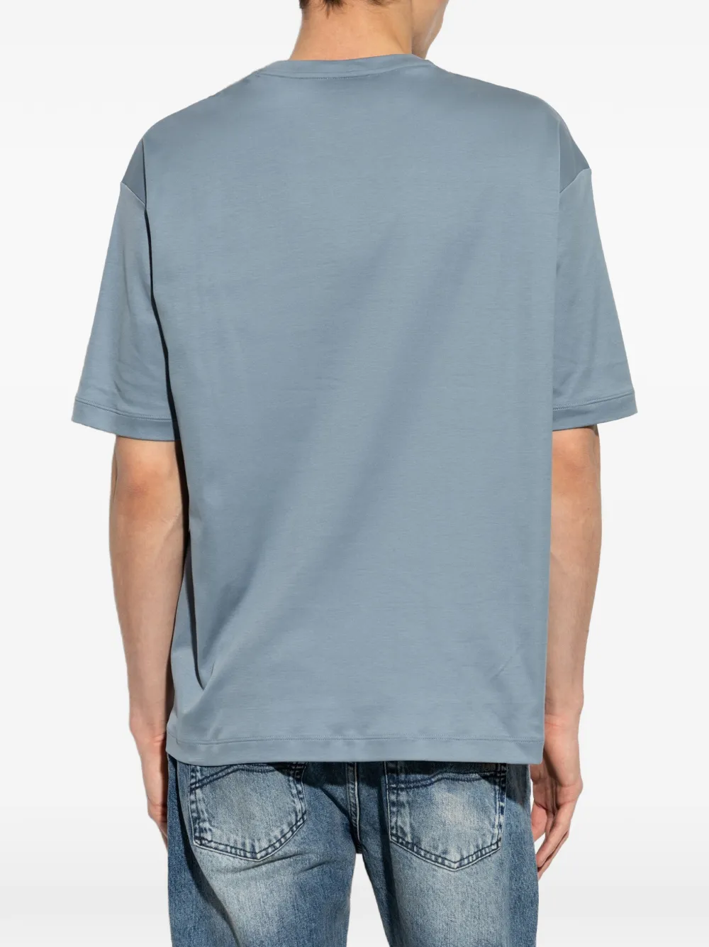 Giorgio Armani Katoenen T-shirt met geborduurd logo Blauw