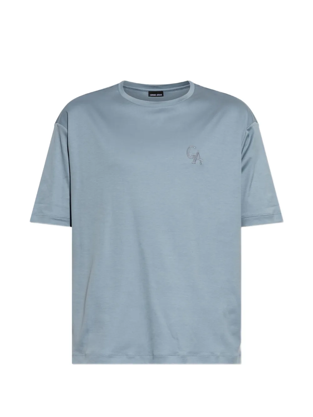 Giorgio Armani logo-embroidered cotton T-shirt - Blau