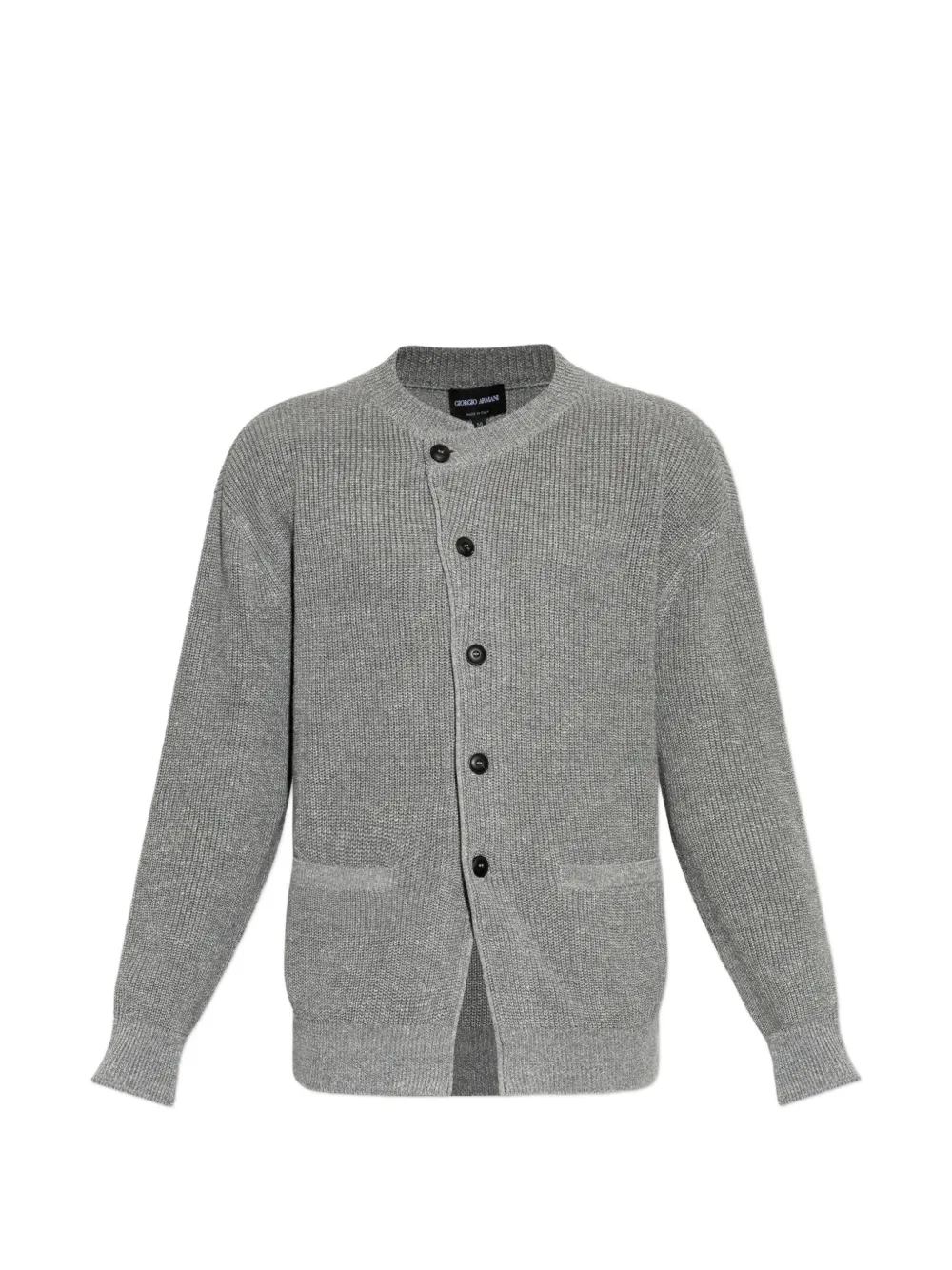 Giorgio Armani off-centre ribbed-knit cardigan - Grigio