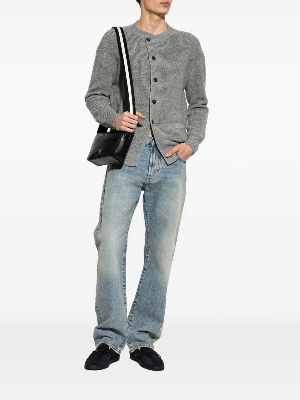 Giorgio Armani Asymmetrisch ribgebreid vest Grijs