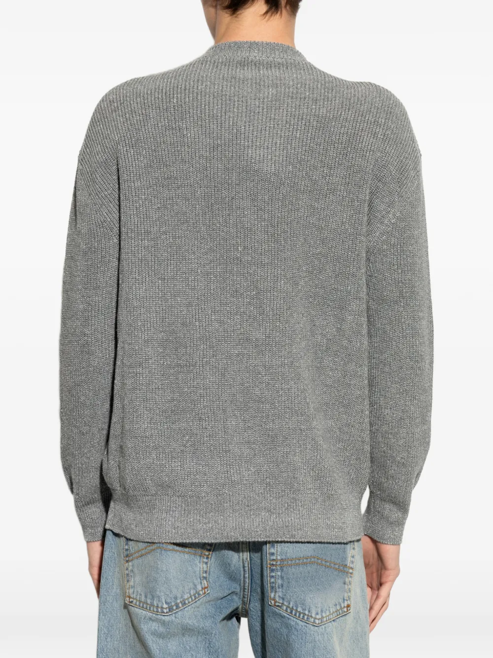 Giorgio Armani Asymmetrisch ribgebreid vest Grijs