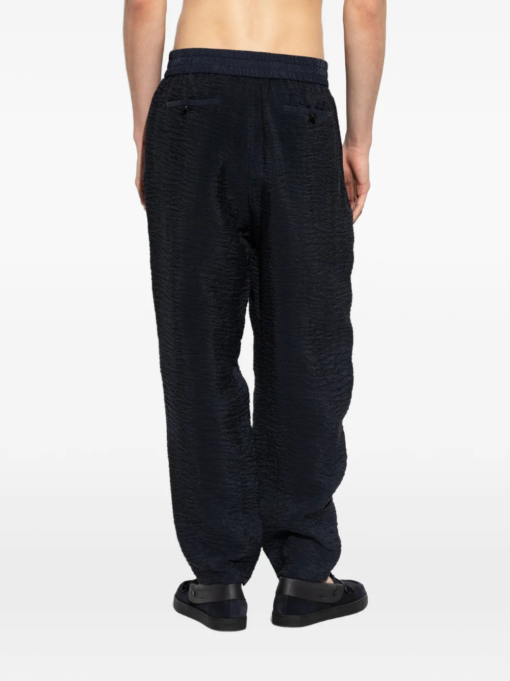 Giorgio Armani Broek met toelopende pijpen en gekreukt effect Blauw