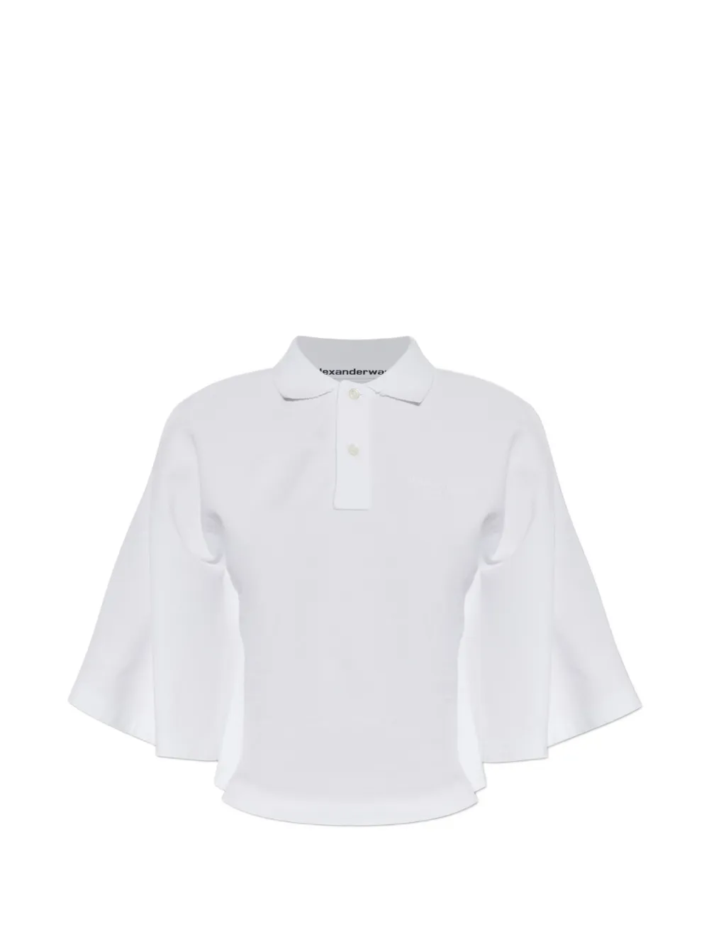 Alexander Wang logo-embroidered flared-sleeve polo shirt - Bianco