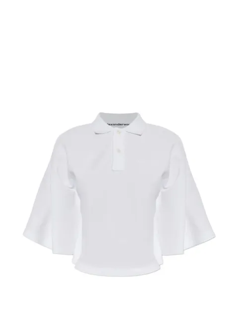 Alexander Wang logo-embroidered flared-sleeve polo shirt