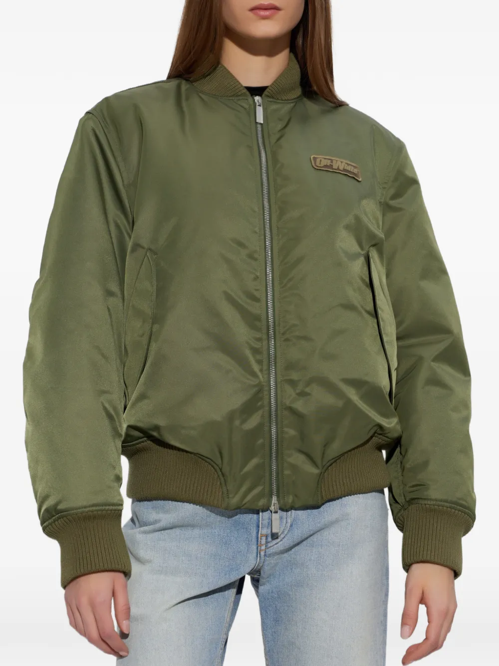 Off-White Bomberjack met logopatch Groen