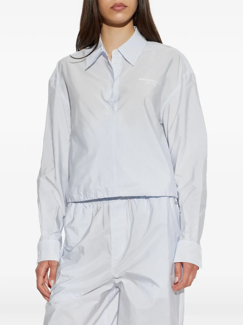 Alexander Wang Blouse met krijtstreep en logodetail Blauw