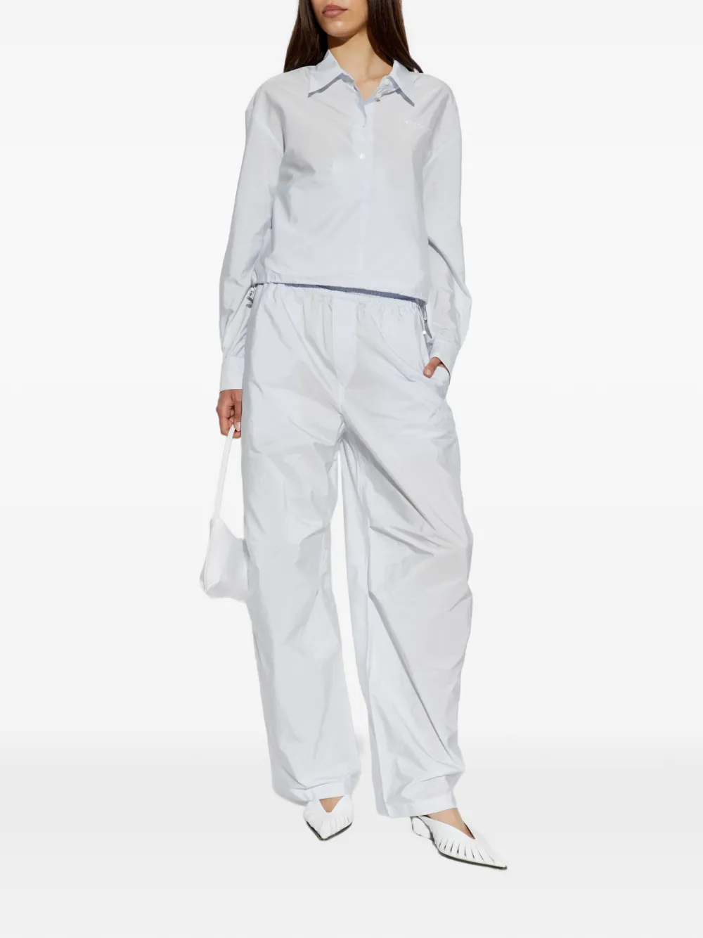 Alexander Wang Blouse met krijtstreep en logodetail Blauw