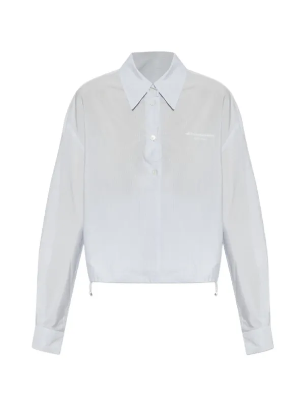 Alexander Wang ロゴ ピンストライプブラウス | ブルー | FARFETCH JP