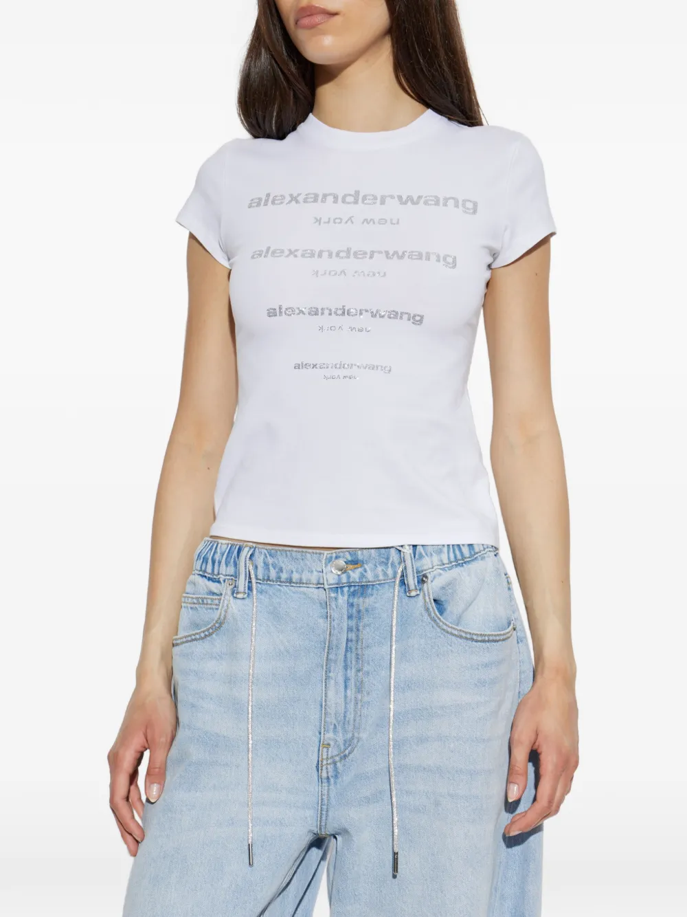 Alexander Wang T-shirt met hotfix-logo Wit