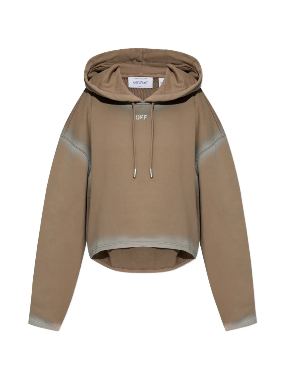 Off-White faded-effect cropped hoodie - Braun