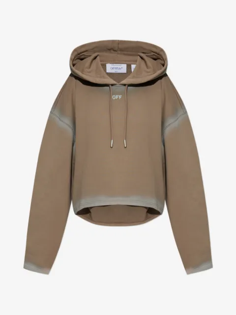 Off-White faded-effect cropped hoodie