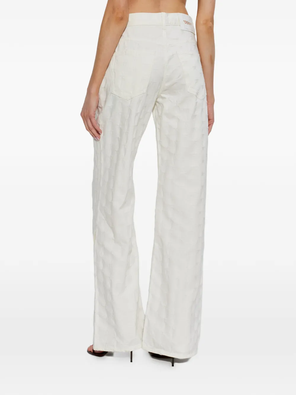 Off-White Jeans met franje en sterpatroon Wit
