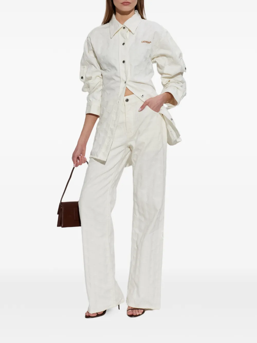 Off-White Jeans met franje en sterpatroon Wit