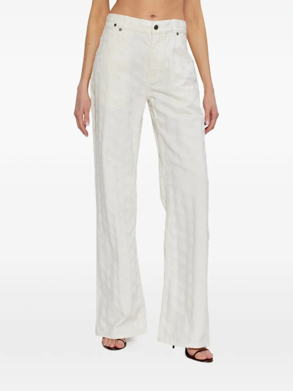 Off-White Jeans met franje en sterpatroon Wit