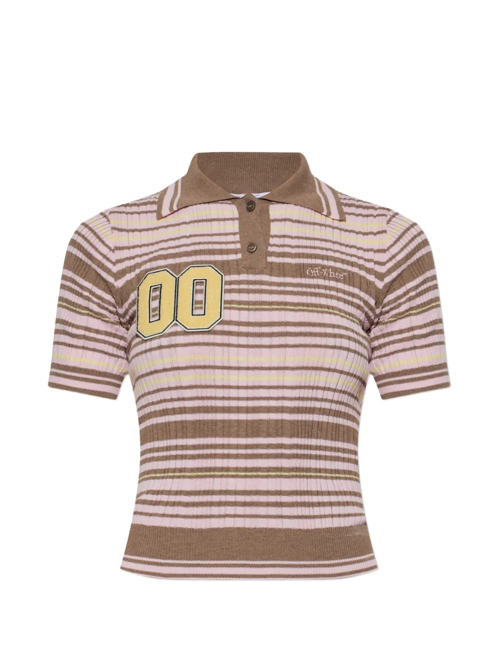 Off-White striped patch-detail polo shirt - Braun