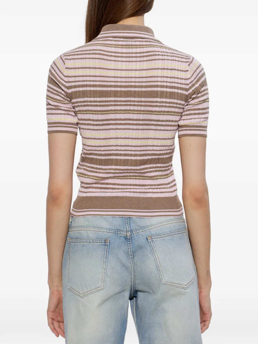 Off-White Gestreept poloshirt met patch Bruin