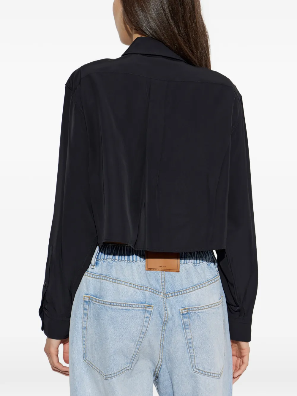 Alexander Wang Cropped shirt met geborduurd logo Zwart