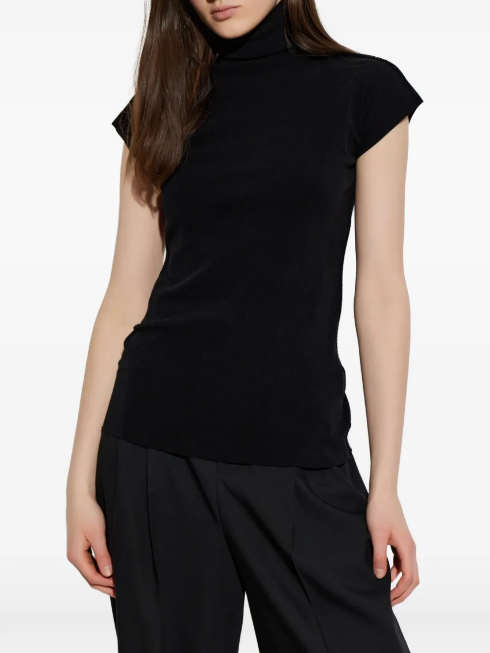  Issey Miyake Top Con Cuello Alto - Negro 