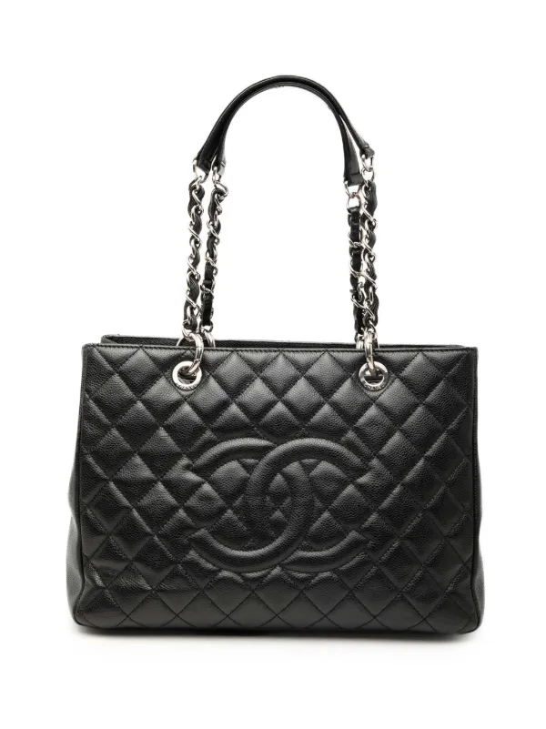 Chanel Pre-owned 2012 Caviar Grand Shopping Tote Bag in Black