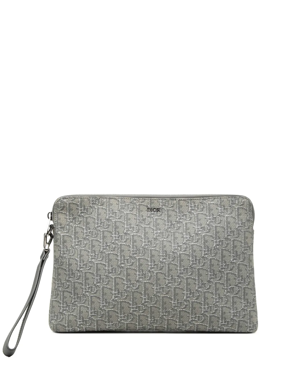 Christian Dior Pre-Owned 2022 Oblique Canvas A4 Zipped Pouch clutch bag - Grau