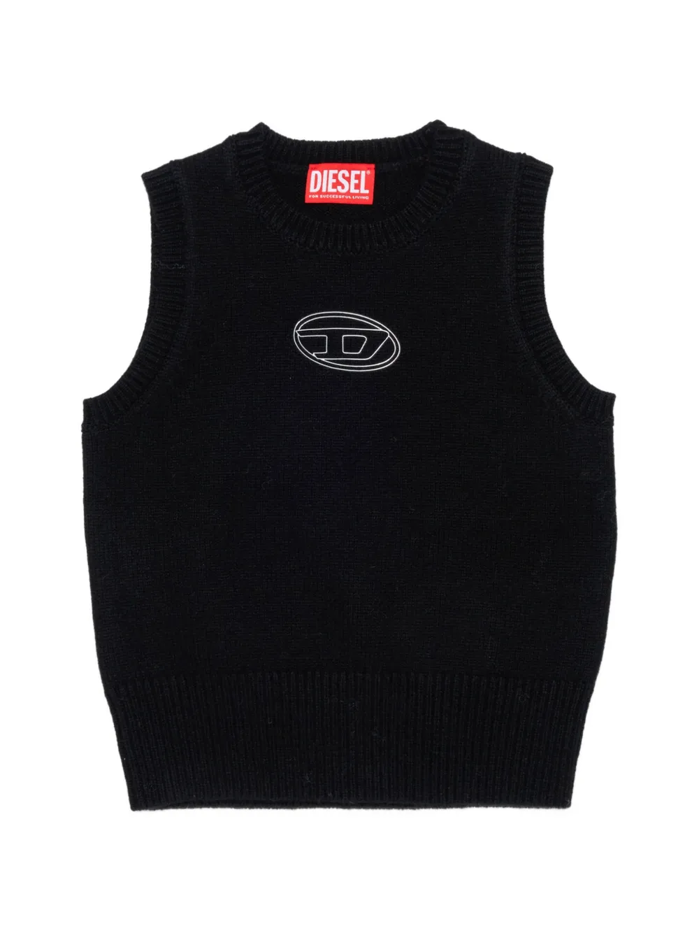 Diesel Kids Kimky mouwloze top met ovalen logo Zwart