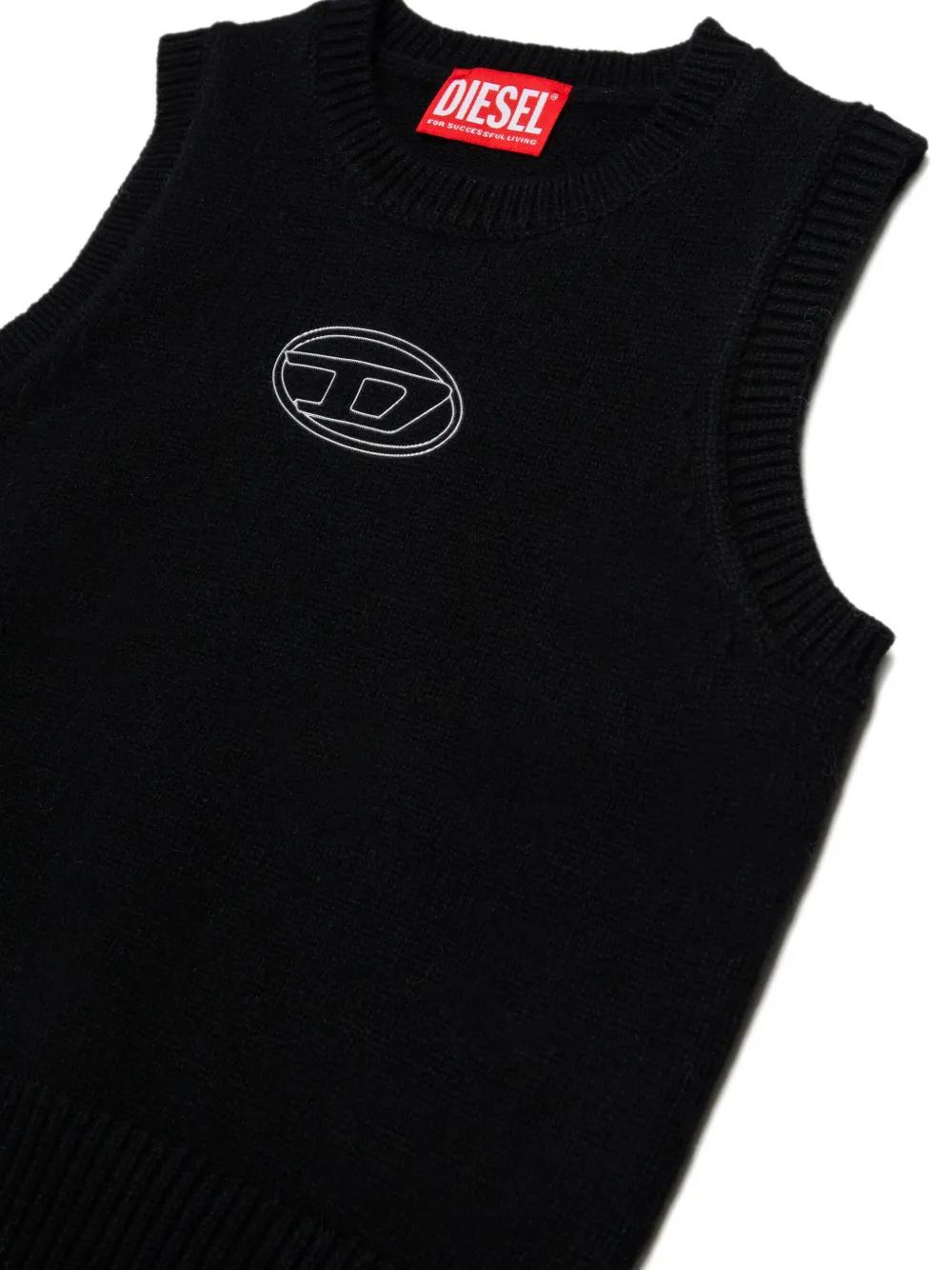 Diesel Kids Kimky mouwloze top met ovalen logo Zwart