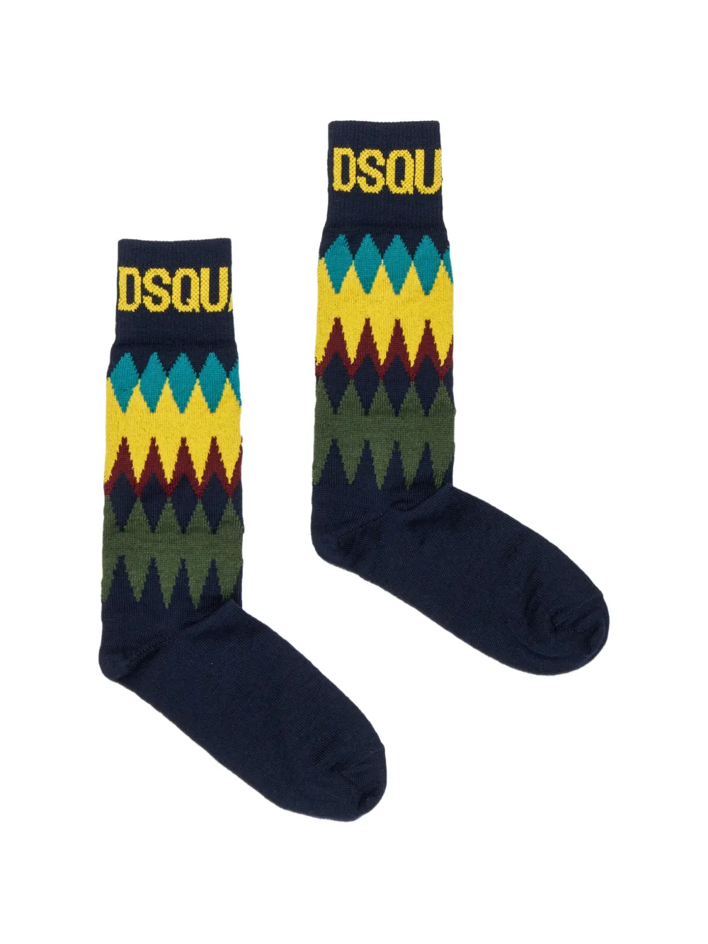 DSQUARED2 KIDS intarsia-knit logo-cuff socks - Blu