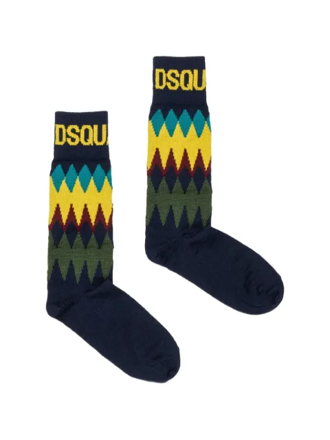 DSQUARED2 KIDS intarsia-knit logo-cuff socks