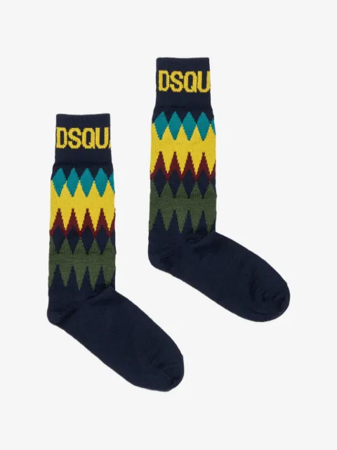 DSQUARED2 KIDS intarsia-knit logo-cuff socks