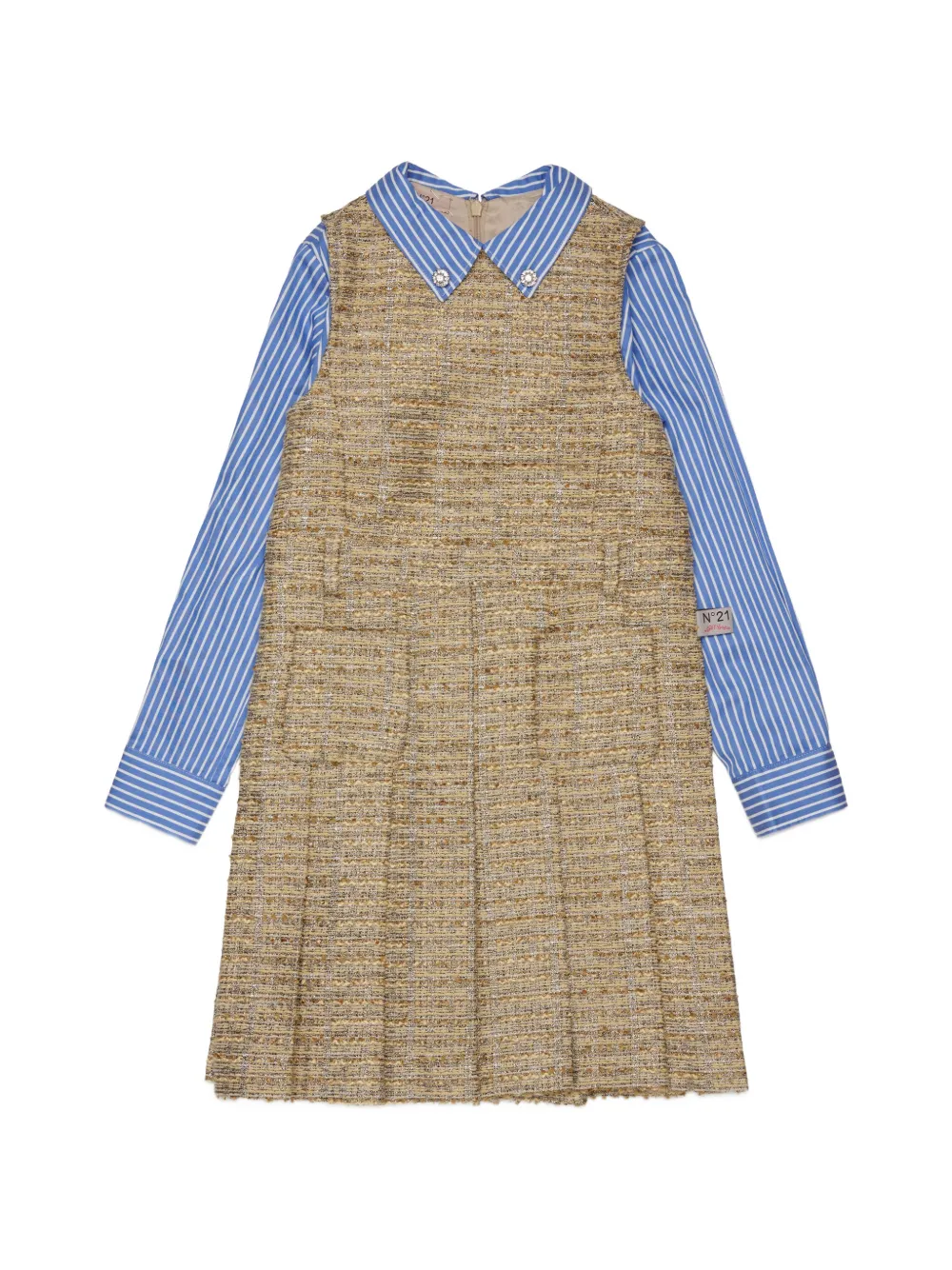 Nº21 Kids bouclé-knit layered dress - Neutrals