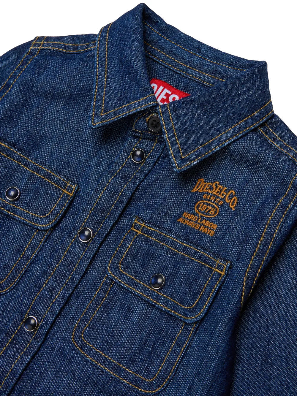 Diesel Kids Spijkershirt met geborduurd logo Blauw